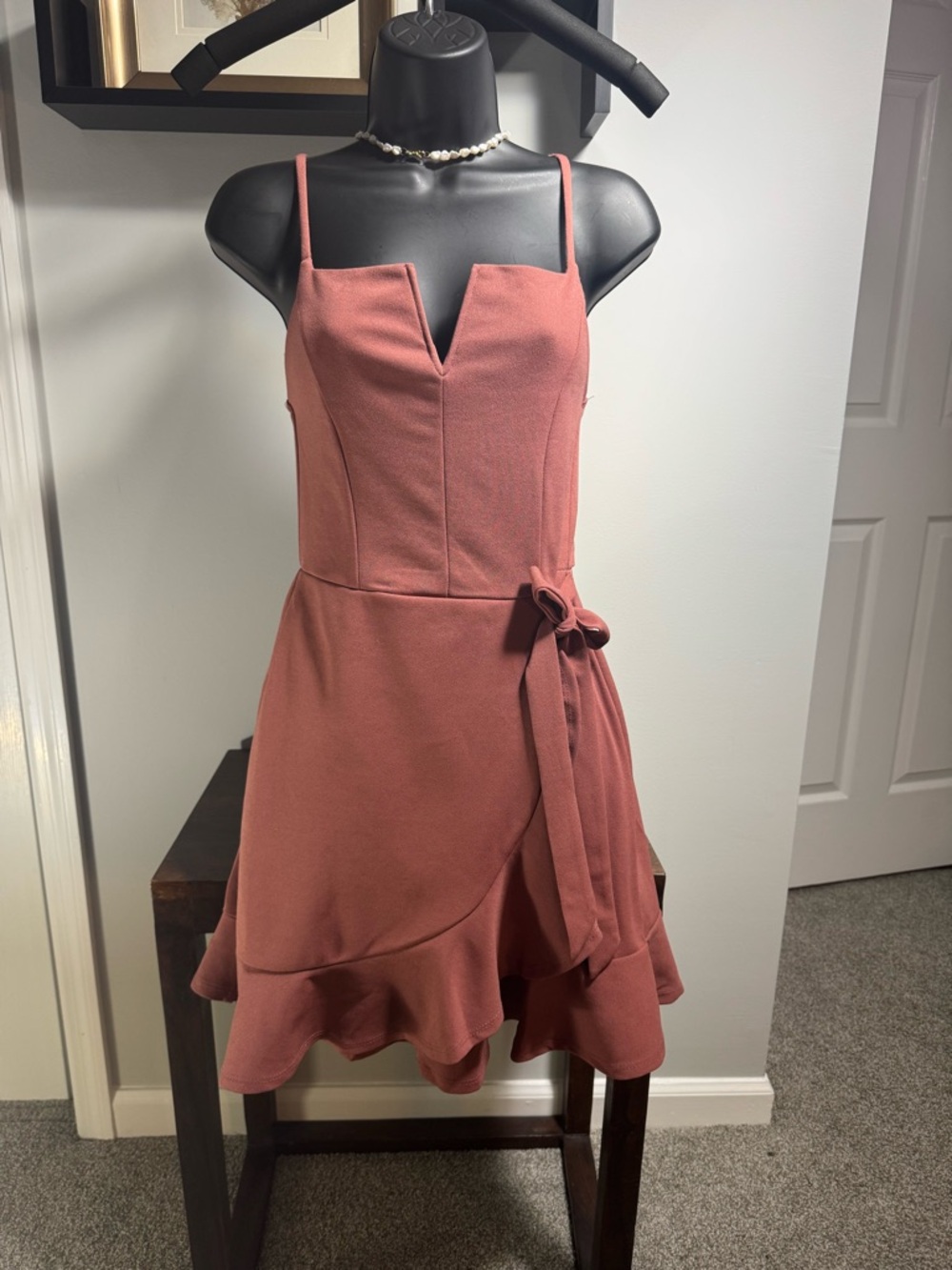 Moa Moa Rusty Rose Spaghetti Strap Wrap Dress